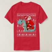 Xmas Ugly Santa Riding Brontosaurus Dinosaur Chris T-Shirt (Design vorne)