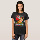 Xmas Ugly Santa Riding Spitz T-Shirt (Vorne ganz)