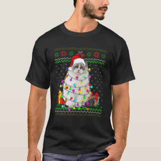 Xmas Ugly Sweater Christmas Lights Cat Kitten Love T-Shirt