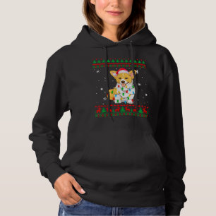 Xmas Ugly Sweater Christmas Lights Corgi Dog Lover Hoodie