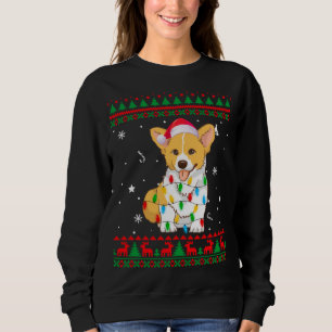 Xmas Ugly Sweater Christmas Lights Corgi Dog Lover Sweatshirt