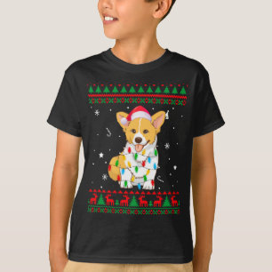 Xmas Ugly Sweater Christmas Lights Corgi Dog Lover T-Shirt