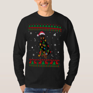 Xmas Ugly Sweater Christmas Lights Doberman Dog Lo T-Shirt