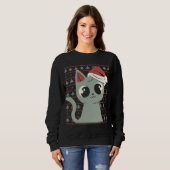 Xmas Ugly Sweater Funny Christmas Cat Sweatshirt (Vorne ganz)