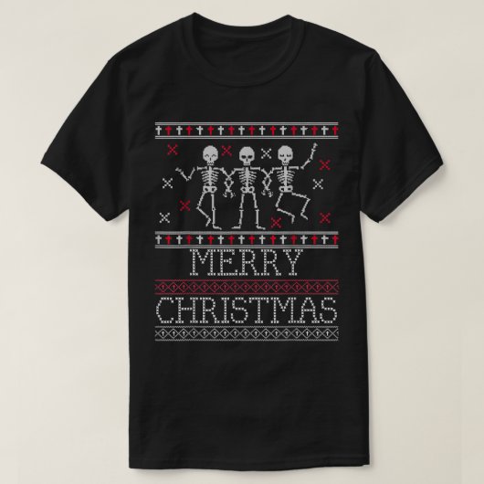 Xmas Ugly Sweater Goth Spooky Tanzen Skeletter Chr T-Shirt (Design vorne)