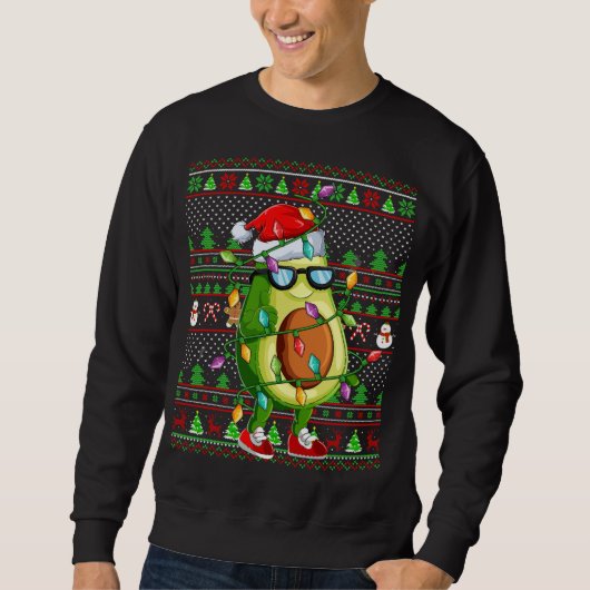 Xmas Ugly Sweater Style Lighting Avocado Weihnacht Sweatshirt (Vorderseite)