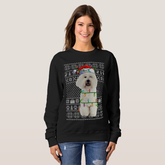 Xmas Ugly Sweater Style Santa Bichon Frise Dog Chr Sweatshirt (Vorne ganz)