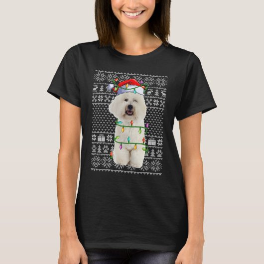 Xmas Ugly Sweater Style Santa Bichon Frise Dog Chr T-Shirt (Vorderseite)