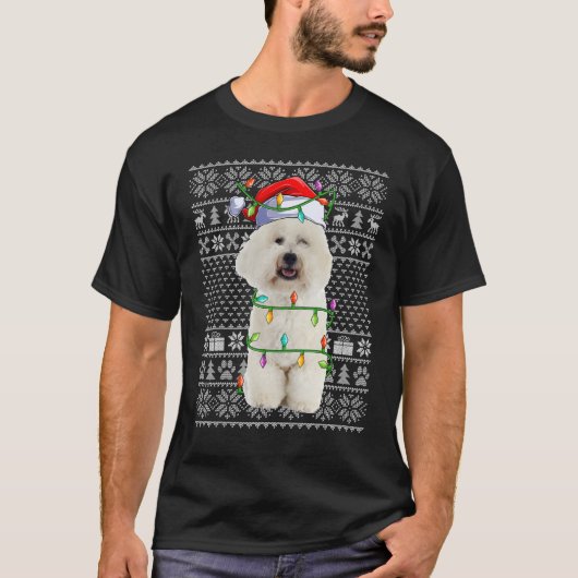 Xmas Ugly Sweater Style Santa Bichon Frise Dog Chr T-Shirt (Vorderseite)