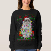 Xmas Ugly Sweater Weihnachtsbeleuchtung Cat Kitten Sweatshirt (Vorderseite)
