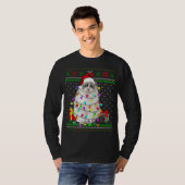 Xmas Ugly Sweater Weihnachtsbeleuchtung Cat Kitten T-Shirt (Vorne ganz)