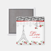Xmas Valentinas französische Rote Rose der Pariser Magnet (Vorderseite/Rückseite)