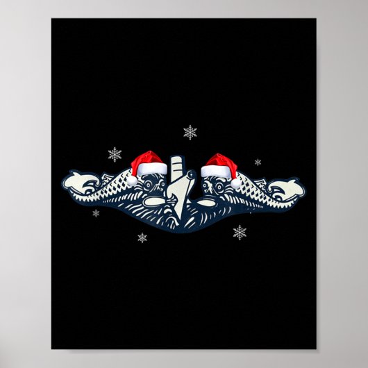 Xmas Veterans Day U.s Submarine Santa Hat Christma Poster (Vorne)