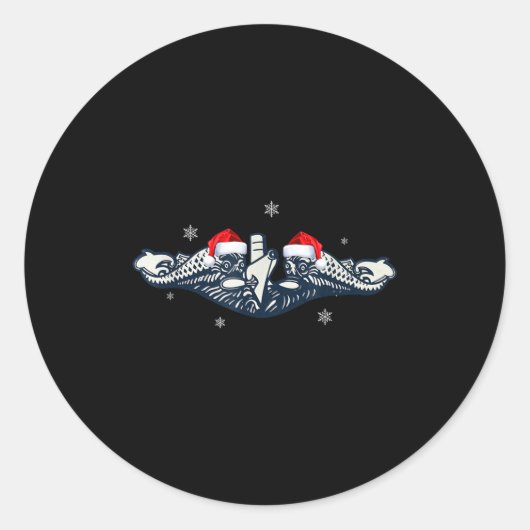 Xmas Veterans Day U.s Submarine Santa Hat Christma Runder Aufkleber (Vorderseite)