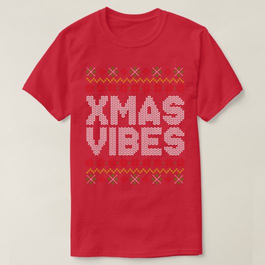 Xmas Vibes Ugly Christmas Sweater Pattern T-Shirt (Design vorne)