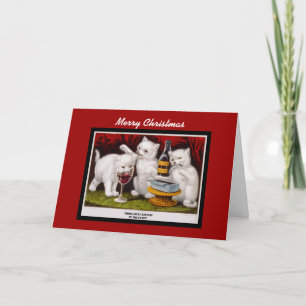 Xmas Vintag Card Frohe Weihnachts Jolly Kittens Feiertagskarte