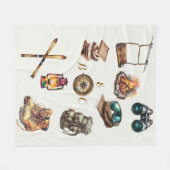 Xmas Vintage Rustikale Skulpturenanfänge aus Weiß Fleecedecke (Vorderseite (Horizontal))