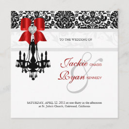 Xmas Wedite Invite Chandelier Schwarz-weiß Damask Save The Date