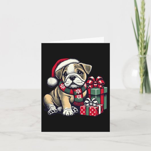 Xmas Weihnachtsmannmütze English Bulldog 1 Karte (Vorderseite)