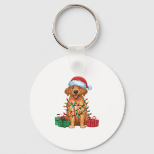 Xmas Weihnachtsmannmütze Flatbeschichteter Retriev Schlüsselanhänger