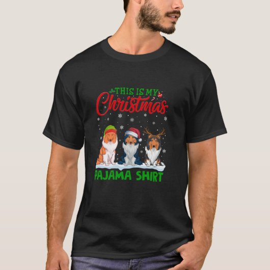 Xmas Weihnachtsmannmütze Reindeer Rough Collie Dog T-Shirt (Vorderseite)