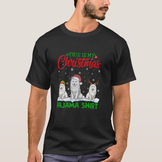 Xmas Weihnachtsmannmütze Reindeer Samoyed Dog Weih T-Shirt (Vorderseite)