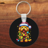 Xmas Whoodle Dog Tangled Christmas Lights For Men Schlüsselanhänger (Vorderseite)