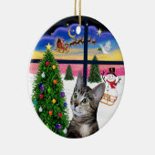 Xmas Window - Brown Tabby Tiger cat Keramik Ornament (Rechts)