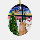 Xmas Window - Orange Tabby Cat Keramikornament (Rechts)