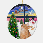 Xmas Window - Orange Tabby Cat Keramikornament (Links)