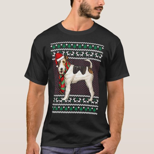 Xmas Wire Fox Terrier Dog Weihnachtsmannmütze Ugly T-Shirt (Vorderseite)