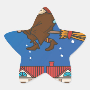 xmas witz Befana Stern-Aufkleber