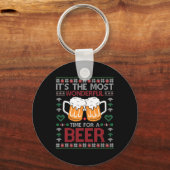 Xmas Wonderful Time For A Beer Ugly Christmas S  Schlüsselanhänger (Vorderseite)