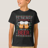 Xmas Wonderful Time For A Beer Ugly Christmas S T-Shirt (Vorderseite)