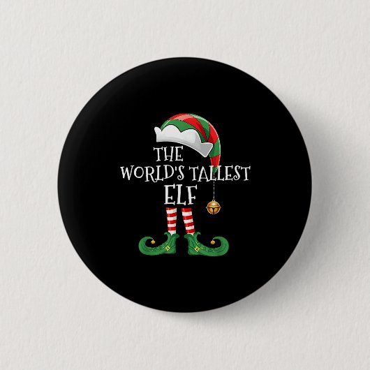 Xmas World's Tallest Elf Matching Family Group Chr Button (Vorderseite)
