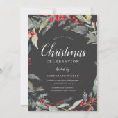 Xmas Wreath Corporate Graues Weihnachtsfest Party Einladung (Vorderseite)