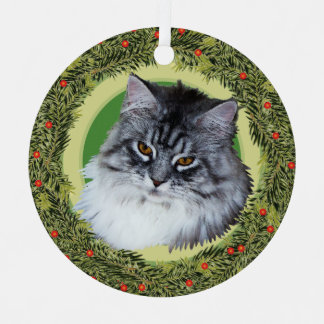 XMas Wreath Maine Coon Cat Ornament Aus Metall