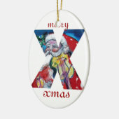 XMAS X SCHREIBEN /SANTA CLAUS MIT VIOLIN MONOGRAMM KERAMIK ORNAMENT (Links)