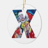 XMAS X SCHREIBEN /SANTA CLAUS MIT VIOLIN MONOGRAMM KERAMIKORNAMENT (Links)
