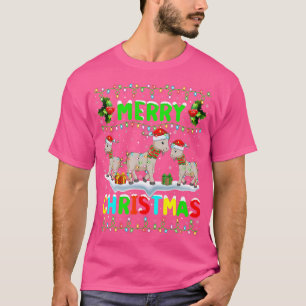 Xmas Ziege Leuchtende Weihnachtsmannmütze Frohe We T-Shirt
