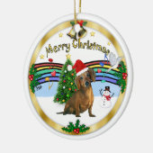 Xmas ZMusic 1 - MC - Braune Dackel (Hut) Keramik Ornament (Links)