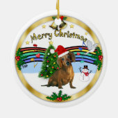 Xmas ZMusic 1 - MC - Braune Dackel (Hut) Keramik Ornament (Hinten)
