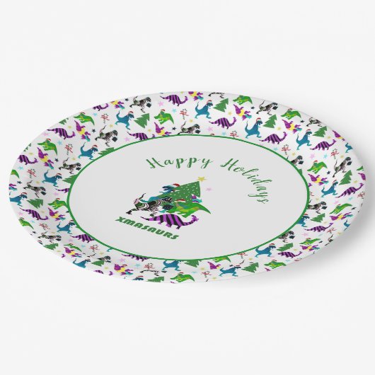 Xmasaurs Pappteller (Schrägansicht)