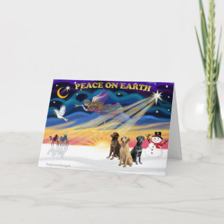 XmasSunrise-3 Labrador Retrievers Feiertagskarte