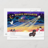 XmasSunrise-Drahthaar-Dackel Feiertagspostkarte (Vorne/Hinten)