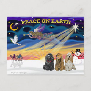 XmasSunrise-Three-Cocker-Spaniels Feiertagspostkarte