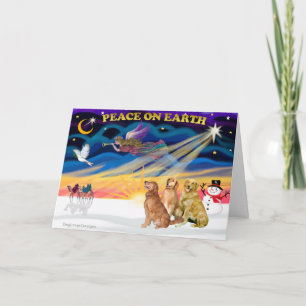 XmasSunrise-Three Golden Retrievers Feiertagskarte