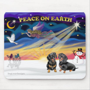 XmasSunrise-Zwei schwarze Dachshunde Mousepad