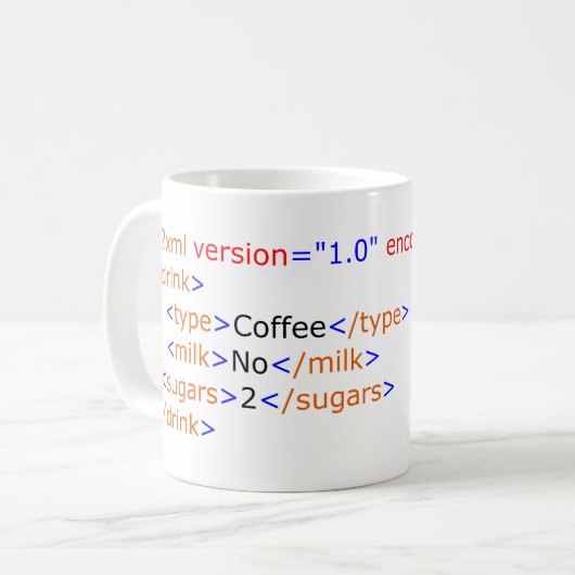 XML-Programmier-Kaffee-Tasse Kaffeetasse (Vorderseite Links)