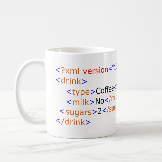 XML-Programmier-Kaffee-Tasse Kaffeetasse (Links)